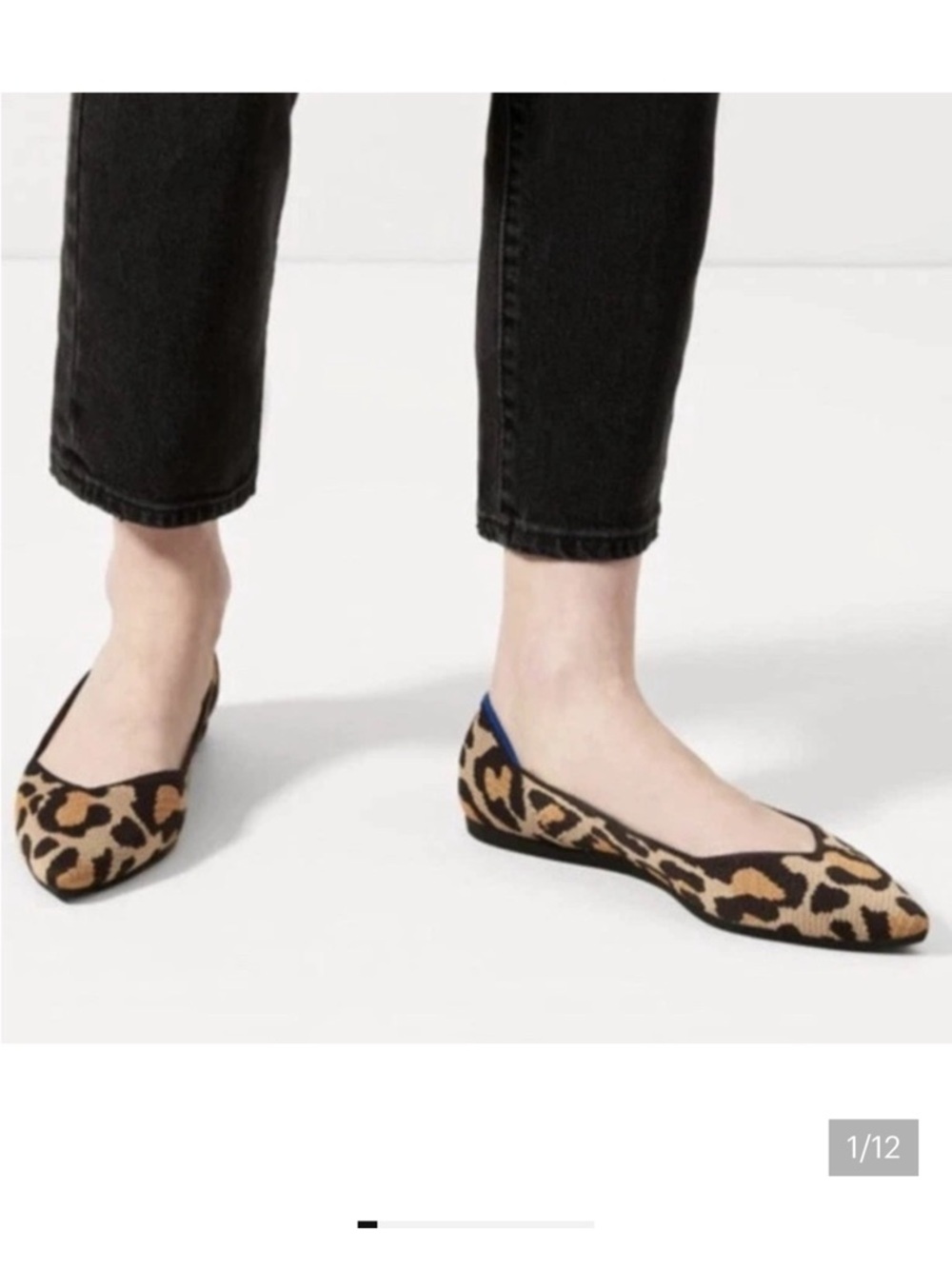 Rothy's Leopard Print Pointed Toe Flats in Black and Tan - Picture 12 of 12